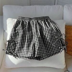 Black and White Gingham Women Shorts